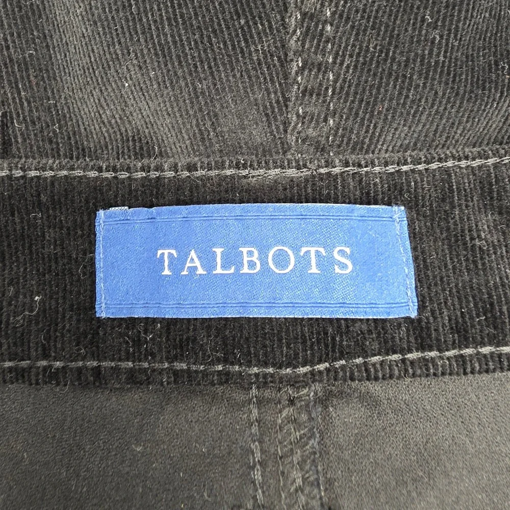 Talbots‎ Women's Size 14 Corduroy Pants High-Waist Straight-Leg Black Casual
